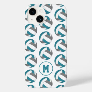 Coque Case-Mate iPhone volleyballs gris turquoise simple filles monogramm