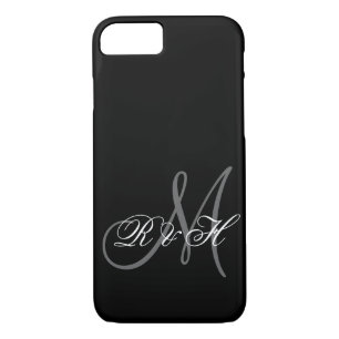COQUE Case-Mate iPhone VOS INITIALES MONOGRAMMES  GRAY NOIR SIMPLE