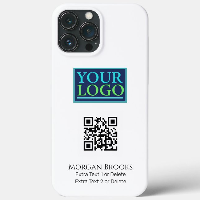 Coques Case-Mate iPhone Votre logo/Art/Photo, Code QR, Nom/Info sur Blanc (Verso)