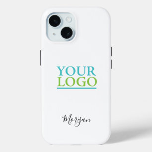 Coque Case-Mate iPhone Votre logo/art/photo, nom en script noir, blanc