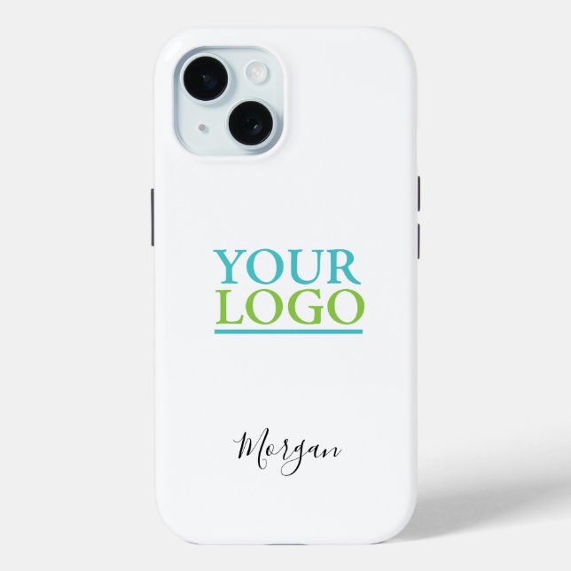 Coques Case-Mate iPhone Votre logo/art/photo, nom en script noir, blanc (Verso)