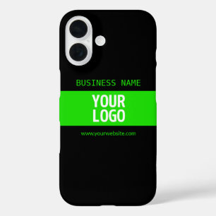Coque Pour iPhone 16 Votre logo ou image   Noir et vert brillant