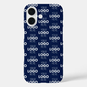 Coque Pour iPhone 16 Votre logo ou motif répétitif d'image Bleu marin
