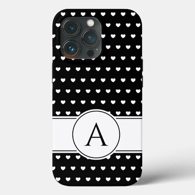 Coques Case-Mate iPhone Votre Monogramme Élégant Noir Et Blanc  (Verso)