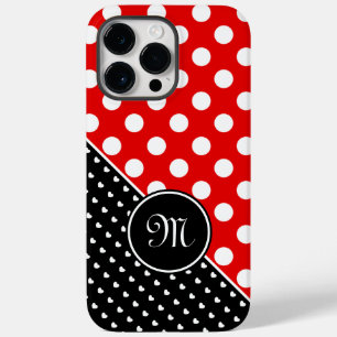 Coque Case-Mate iPhone Votre Monogramme Pois élégant Rouge Noir Blanc