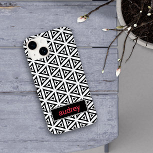 Coque Pour iPhone 16 Plus Votre nom Crisp Triangle noir et blanc Motif