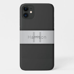 Case-Mate iPhone Case Votre nom et monogramme Gris et faux aspect arge