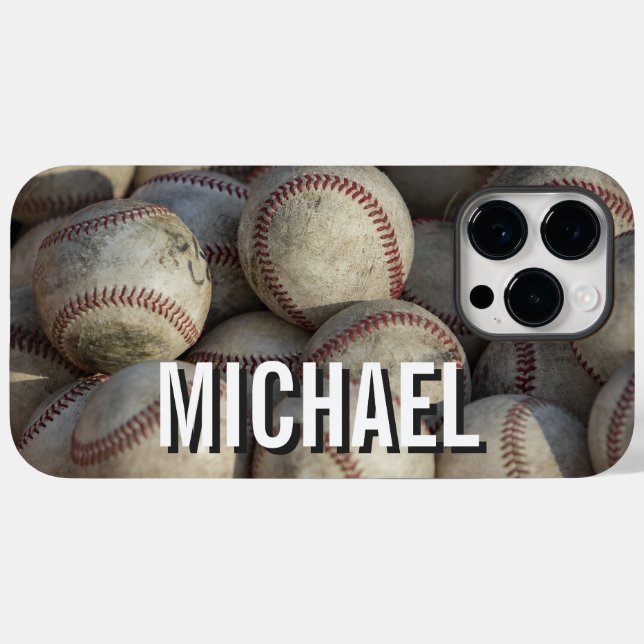 Coques Case-Mate iPhone Votre nom oeuvre de baseball personnalisable (Verso (horizontal))