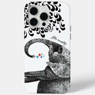 Coque Case-Mate iPhone Votre nom ou citation Black Hindi Motif Elephant