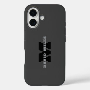 Coque Pour iPhone 16 Votre nom ou nom d'entreprise Gris Masculin Mode