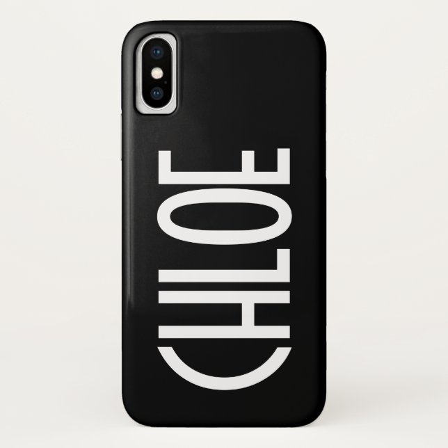 Coques Case-Mate iPhone Votre nom, texte gras blanc | Noir (Dos)