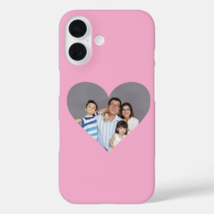 Coque Pour iPhone 16 Votre photo de famille dans un Arrière - plan rose