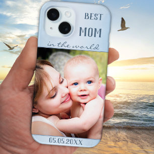 Coque Case-Mate iPhone Votre Photo Dusty Blue Best Mom Téléphone Case