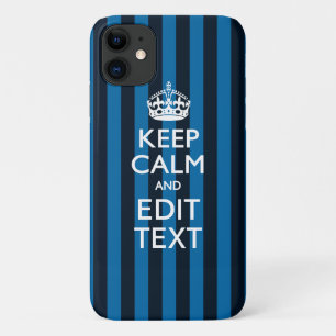 Coque iPhone 11 Votre texte sur Garder le style Bleu Stripes Calme