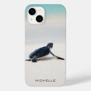 Coque Case-Mate iPhone Voyage personnalisé de bébé tortue de mer sur la p