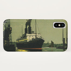 Coques Pour iPhone Voyage Vintage, Navire de Croisière dans un Port