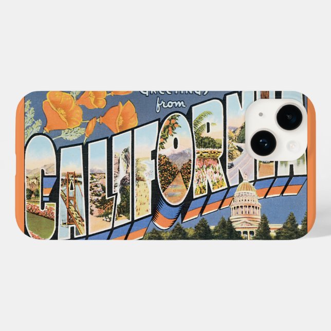 Coques Case-Mate iPhone Voyage Vintage, Salutations de Californie Pavots (Verso (horizontal))