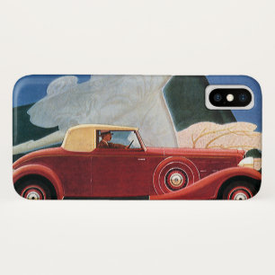 Coques Pour iPhone Voyage Vintage, Voiture Rouge Ancienne avec Femme 