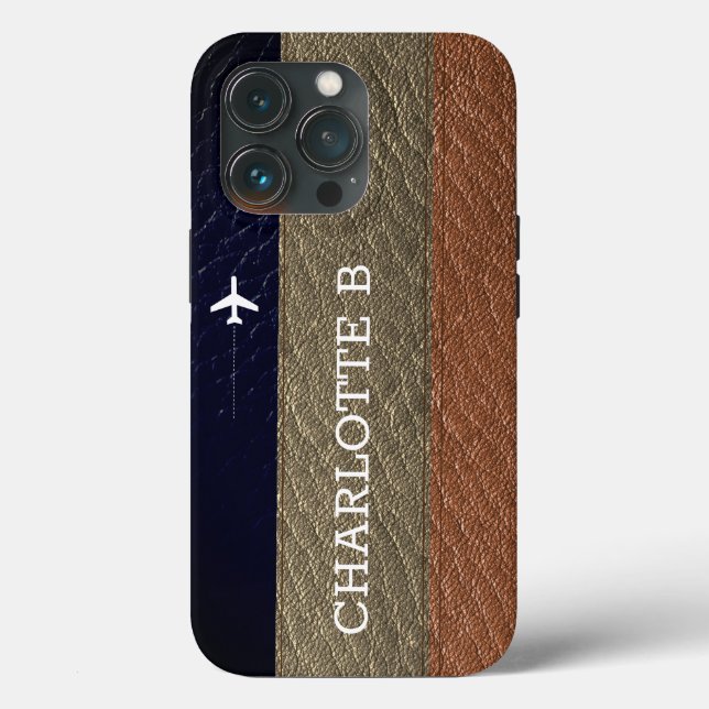 Coques Case-Mate iPhone Voyageur élégant en cuir Brown et noir (Verso)