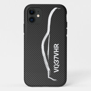 Coque iPhone 11 "VQ37VHR" 370z avec la fibre de carbone de Faux