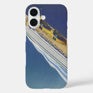 Coques iPhone 16 Vue aérienne d'un bateau de croisière Vintage dans