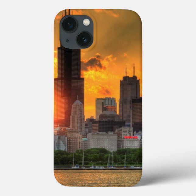 Coques Case-Mate iPhone Vue de l'horizon de Chicago d'Adler (Verso)