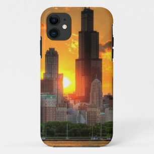 Coque iPhone 11 Vue de l'horizon de Chicago d'Adler
