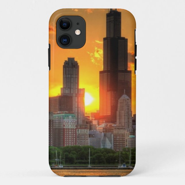Coques Case-Mate iPhone Vue de l'horizon de Chicago d'Adler (Dos)