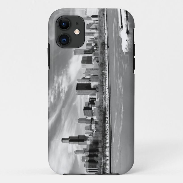 Coques Case-Mate iPhone Vue panoramique de Chicago en hiver (Dos)