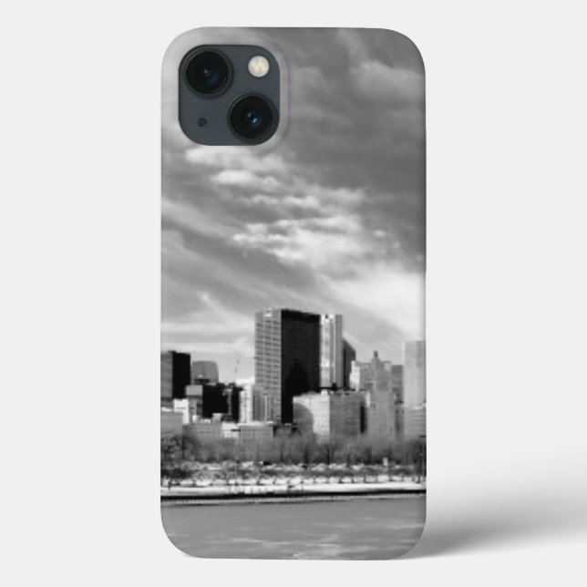 Coques Case-Mate iPhone Vue panoramique d'horizon de Chicago en hiver (Verso)