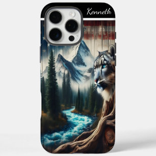 Coque iPhone 16 Pro Max Vue sur la montagne du léopard des neiges