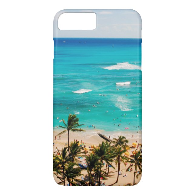 Coques Case-Mate iPhone Vue surélevée de la scène de Waikiki Beach, Honolu (Dos)
