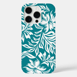 Coque iPhone 16 Pro Waikiki Hibiscus Pareau hawaïen Turquoise Floral