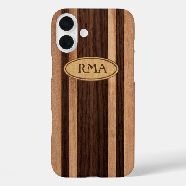 Coques Case-Mate iPhone Waikokos Hawaiian Faux Wood Surboard Monogramme (Verso)
