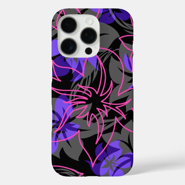 Coques Case-Mate iPhone Wailea Hibiscus Hawaiian Floral Camo Purple (Verso)