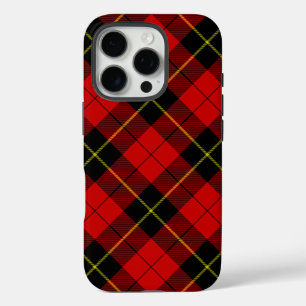 Coque iPhone 16 Pro Wallace tartan rouge noir plaid