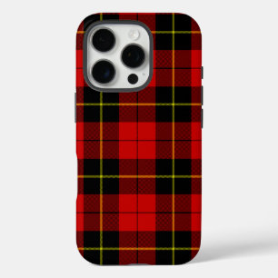 Coque iPhone 16 Pro Wallace tartan rouge noir plaid