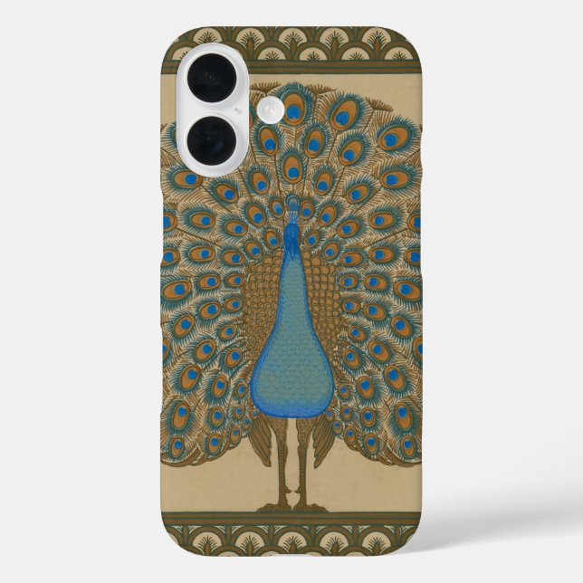 Coques Case-Mate iPhone Walter Crane Blue Peacock avec sa queue écartée (Verso)