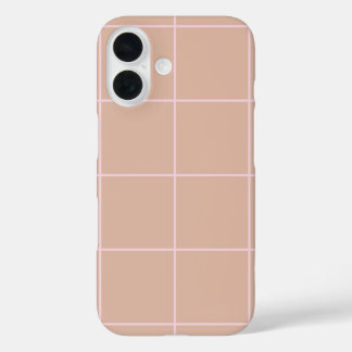 Coque Pour iPhone 16 Warm Beige Grid Pattern Minimal Soft Check Design
