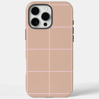Coque iPhone 16 Pro Max Warm Beige Grid Pattern Minimal Soft Check Design