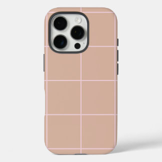 Coque iPhone 16 Pro Warm Beige Grid Pattern Minimal Soft Check Design