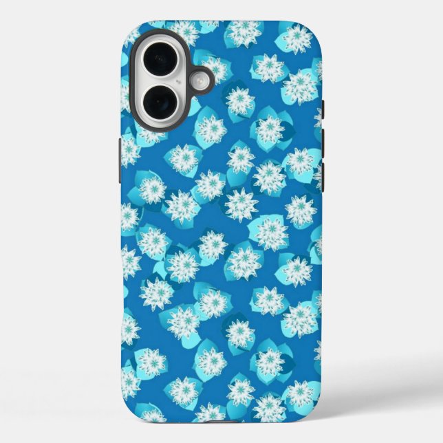 Coques Case-Mate iPhone Water Lily motif, turquoise, bleu et blanc (Verso)
