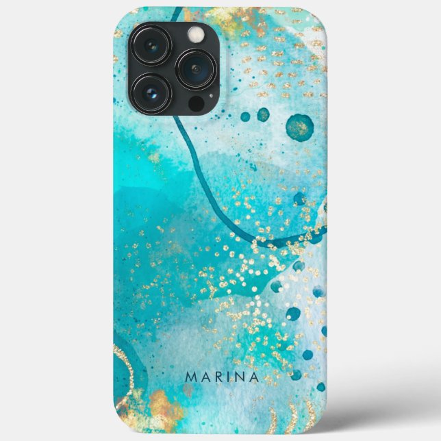 Coques Case-Mate iPhone Watercolor Abstract Sea Tropical Turquoise (Verso)