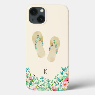 Case-Mate iPhone Case Watercolor Beach Flip Flops botaniques