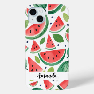 Coque Case-Mate iPhone Watercolor Cute Watermelon Motif Nom Customisé