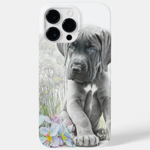 COQUE Case-Mate iPhone WATERCOLOR GRAY BLANC GRAND DANE PUPPY CHIEN