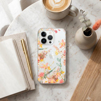 Coque Case-Mate iPhone Watercolor Pink and Gold Floral Custom Name Phone