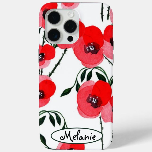Coques Case-Mate iPhone Watercolor poppy flowers botanical (Verso)