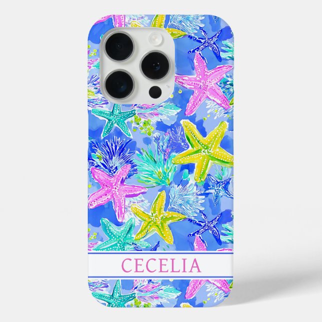 Coques Case-Mate iPhone Watercolor Starfish Monogrammed (Verso)