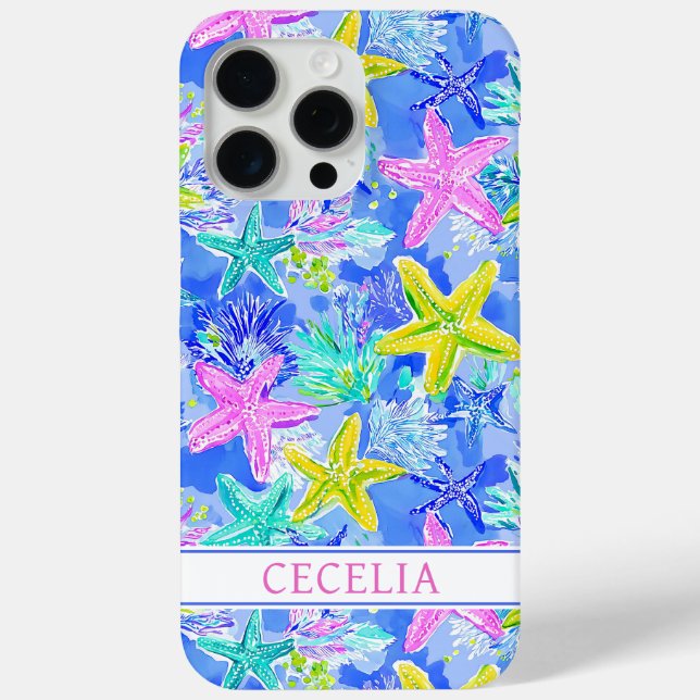 Coques Case-Mate iPhone Watercolor Starfish Monogrammed  (Verso)